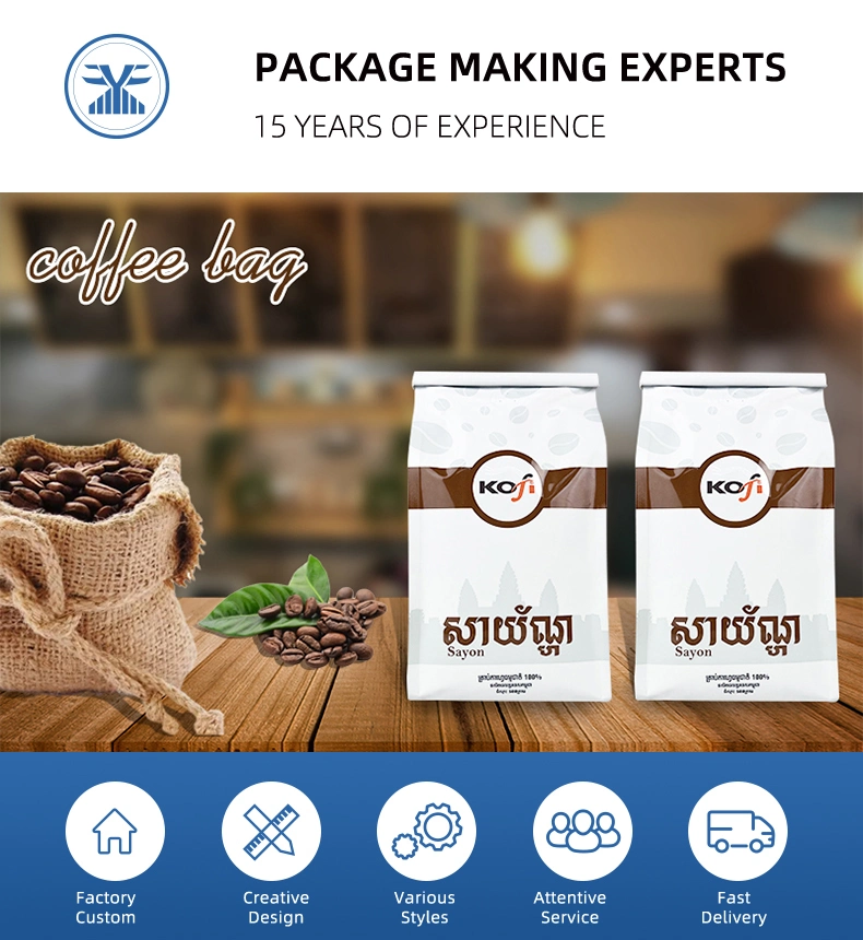 Yixing Flat Bottom Cafe Food Packaging Bag Valve Coffee Bag