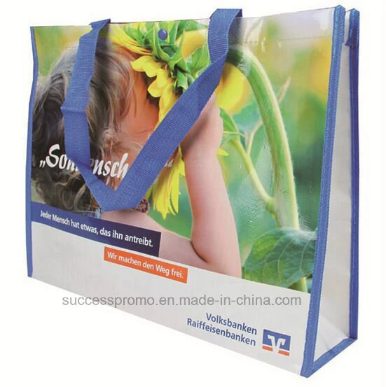 PP Woven Laminated Promotional Bag with Webbing Handle