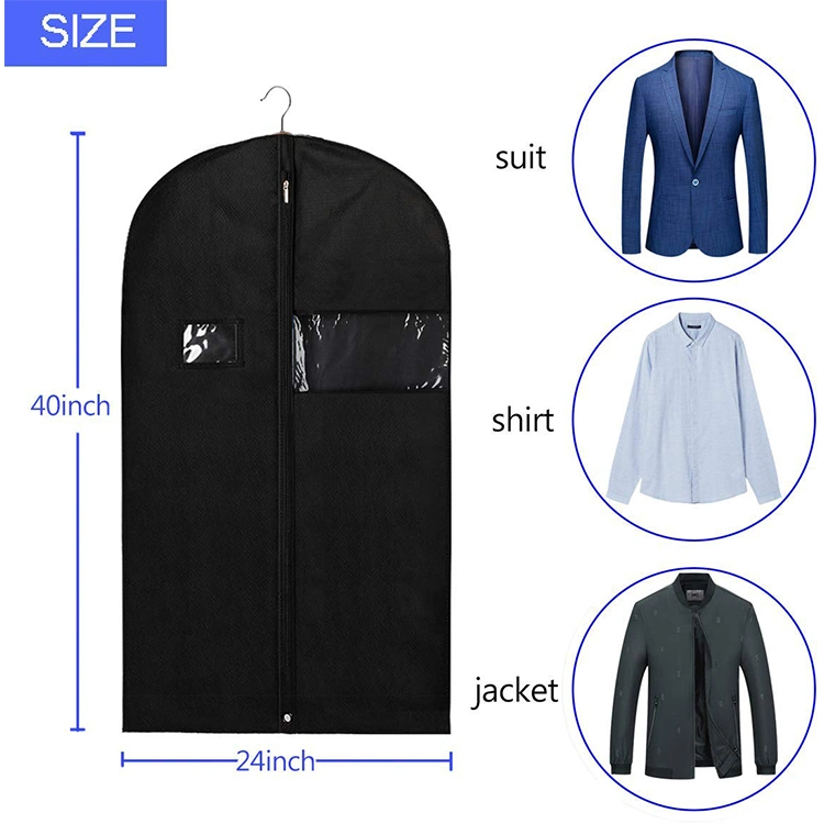 Wholesale Non Woven 40-Inch Heavy Duty Customized Transparent Window Clothing Large Storage of Dresses Shirts Coats Packing Dustproof Cover Suit Garment Bag