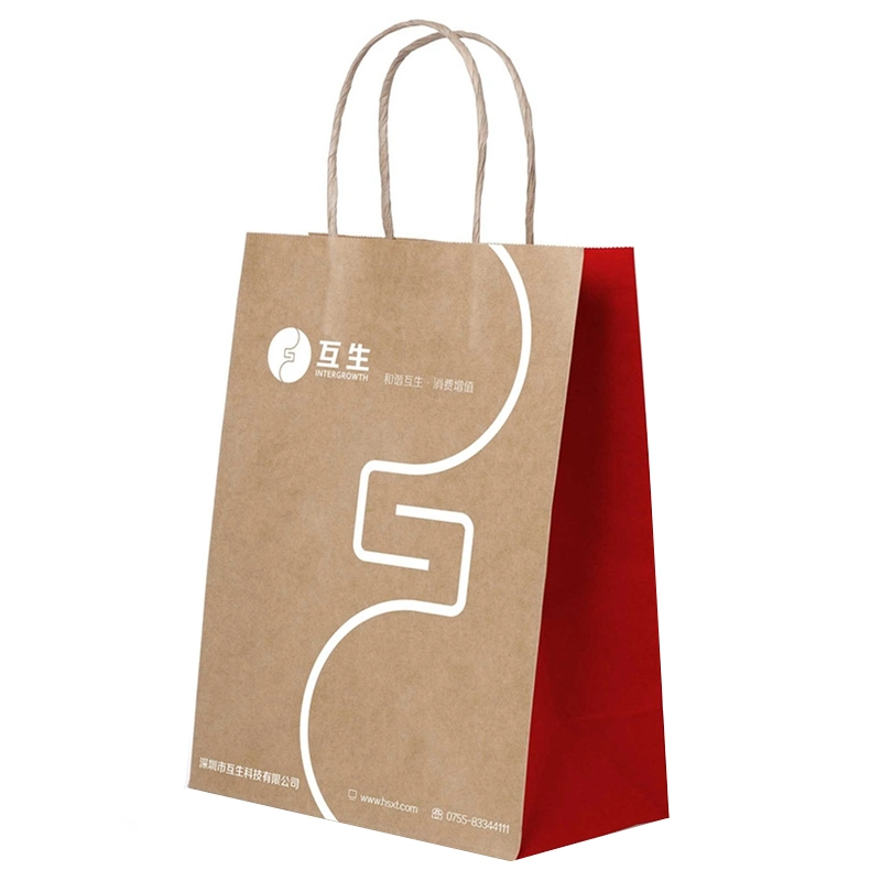 Customized Hot Selling Eco-Friendly Brown Kraft Shopping Gift Packaging Paper Bag with Handle