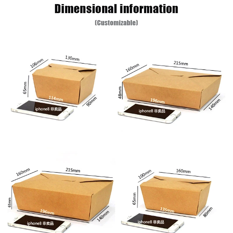 Fast Food Containers Custom Printed Kraft Lunch Fast Food Paper Box with Air Hole