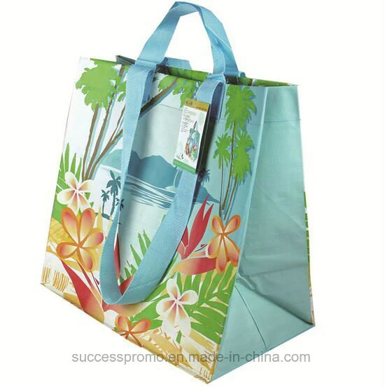 PP Woven Laminated Promotional Bag with Webbing Handle